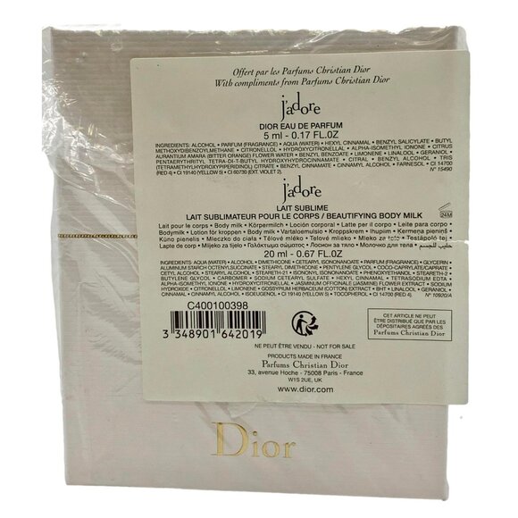Christian Dior J'adore Eau de Parfum 5ml & Lait Sublime Body Milk 20ml - Picture 3 of 4